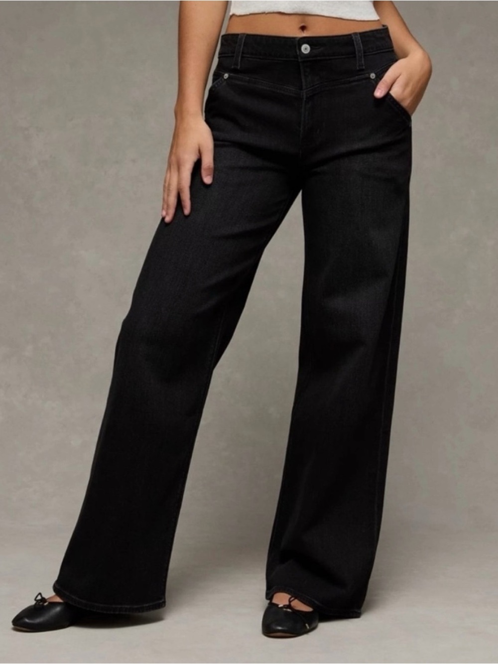 American Eagle Black‎ Super High Rise Baggy Wide Leg Jeans